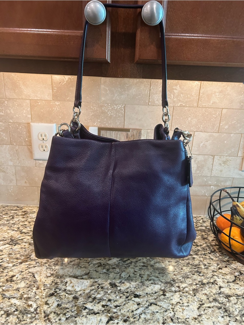 Coach Madison Phoebe plum pebbled triple compartment leather shoulder bag - Picture 12 of 13